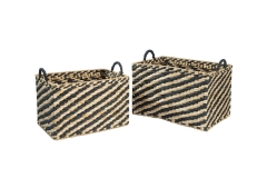 Rush and wire storage baskets
